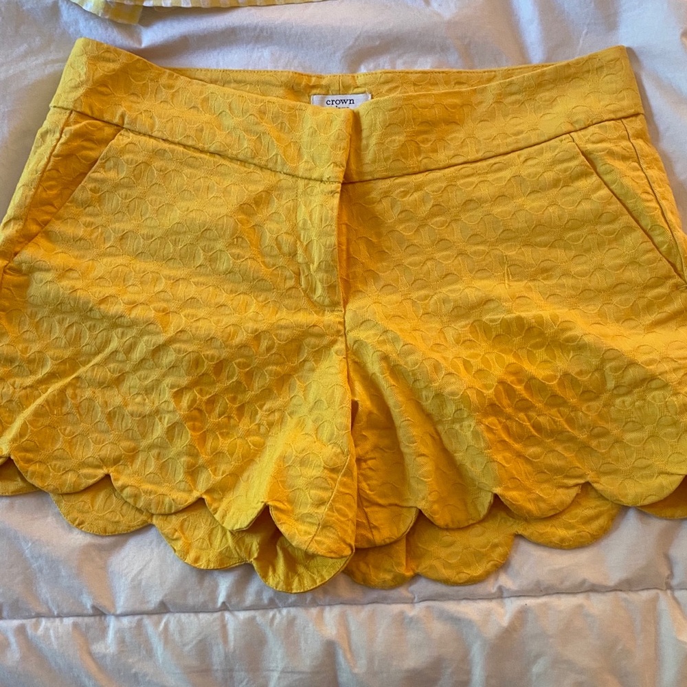 yellow scallop shorts